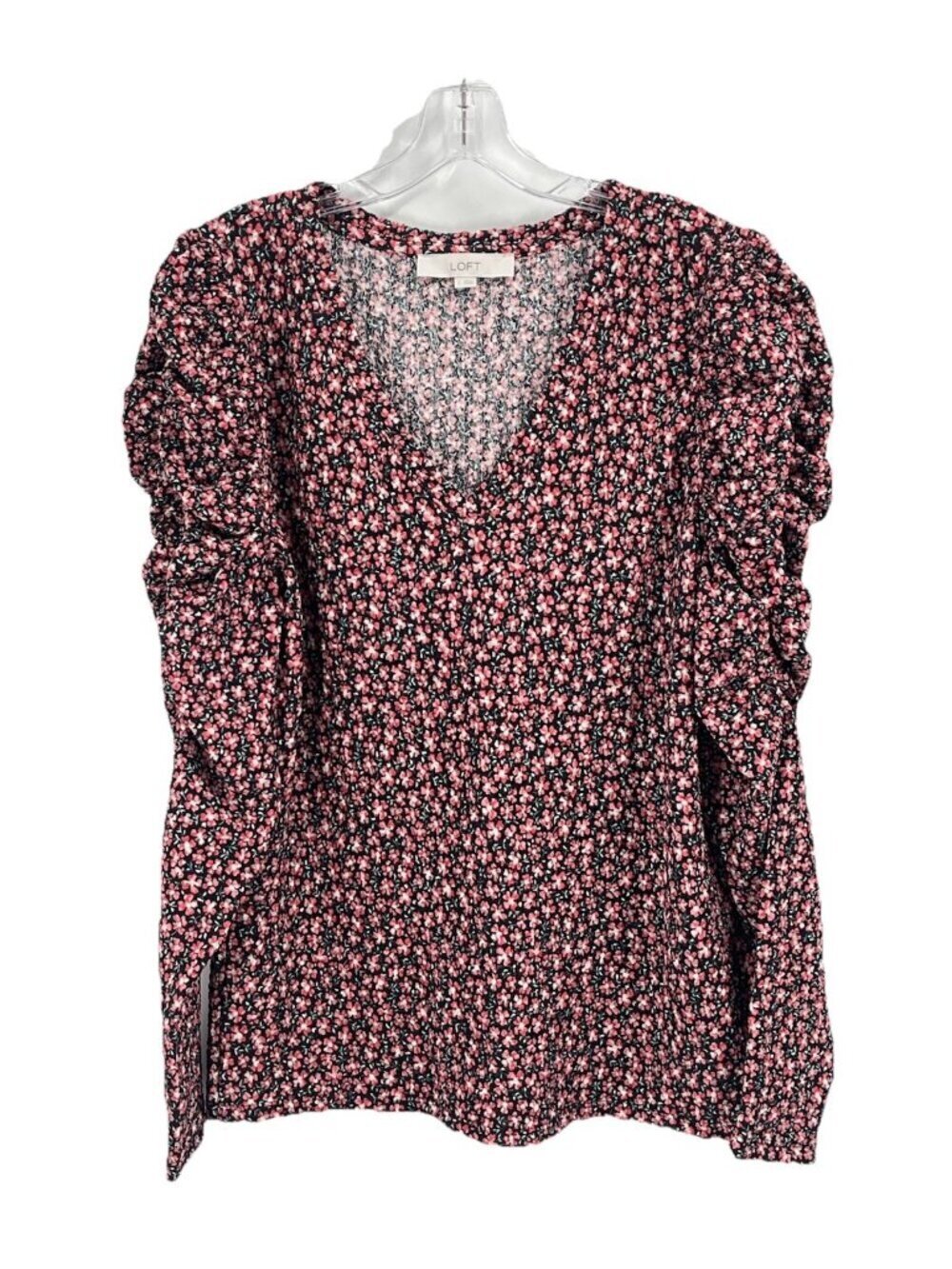 Loft Ditsy Floral V Neck T0p Cottagecore Romantic Boho Milkmaid Ruffle Sz Large